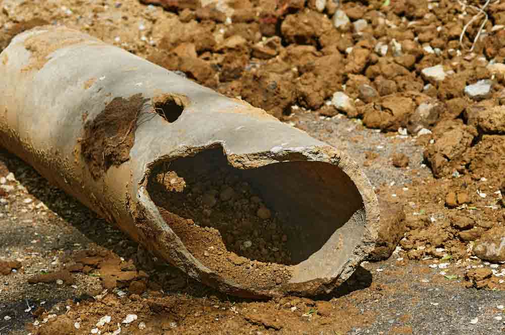 collapsed sewer pipe
